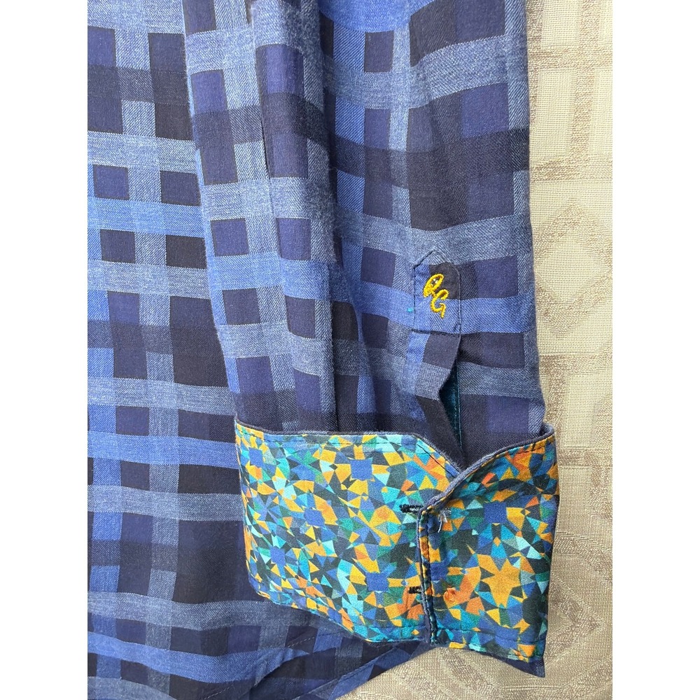 Robert Graham Mens Blue Plaid Long Sleeve Button Down Shirt Classic Fit 2TG 2XL‎ - Picture 4 of 10